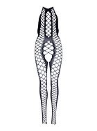 Sexy bodystocking, large fishnet, halterneck, open crotch